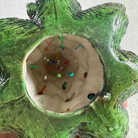 Vintage Lighted Ceramic Christmas Tree with base 2 piece Holland Mold Dark Green - Picture 9 of 12